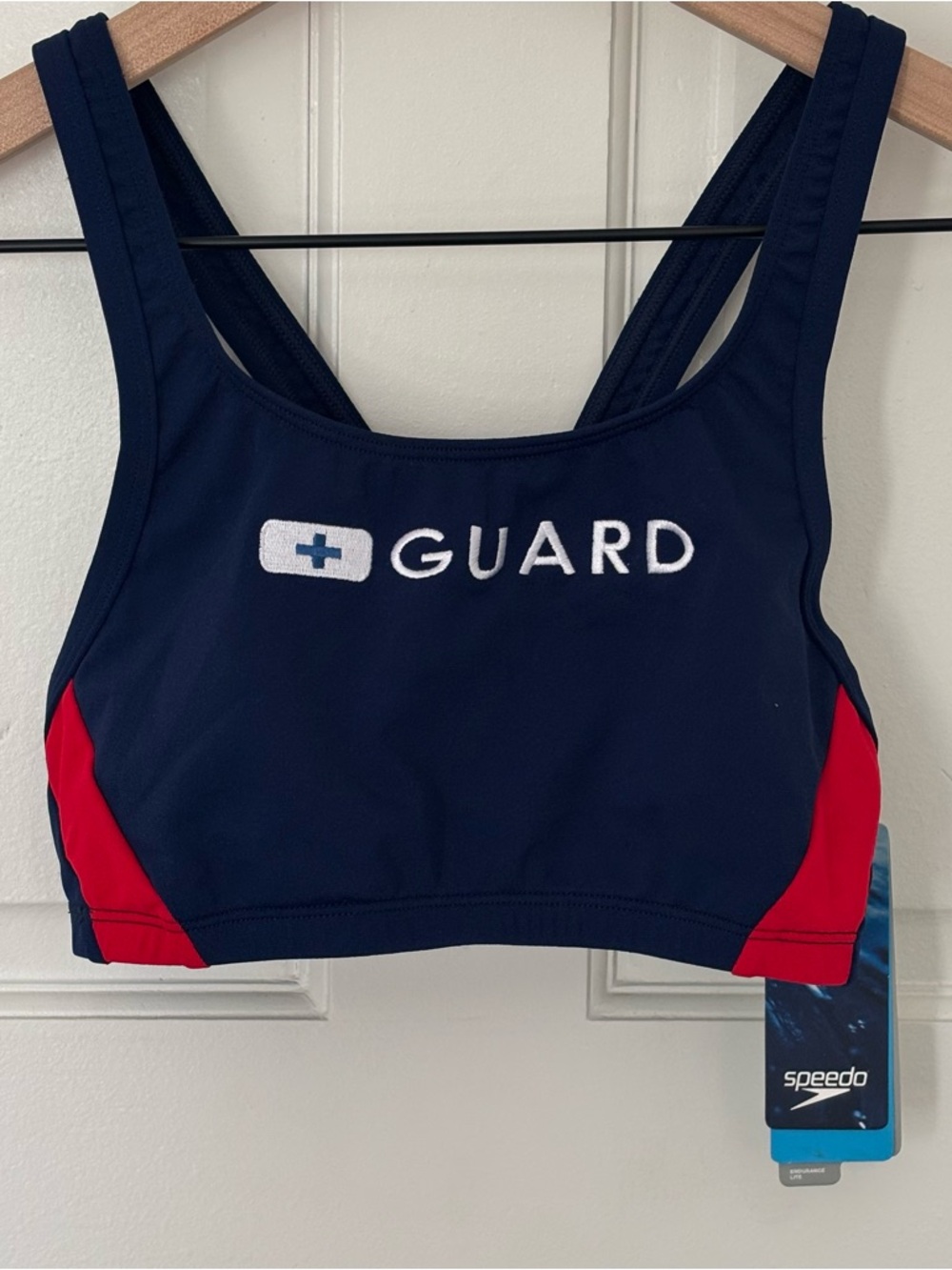 Speedo Navy and Red Racerback Swim Top